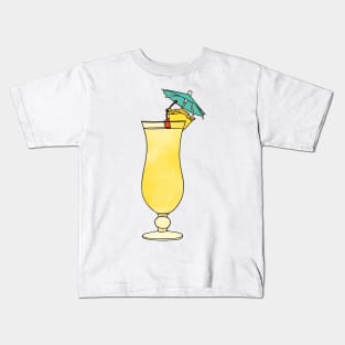 Pina Colada Watercolor Cocktail Drink Kids T-Shirt